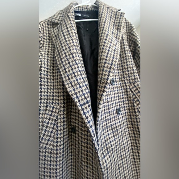 Zara woollen houndstooth coat. Manteco textile mills wool, Italy. US M-L - Picture 1 of 6